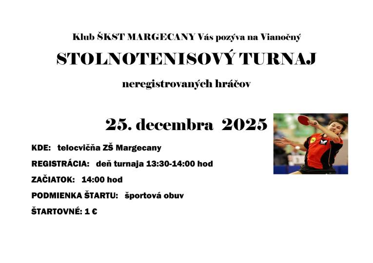 Pozvánka na stolnotenisový turnaj